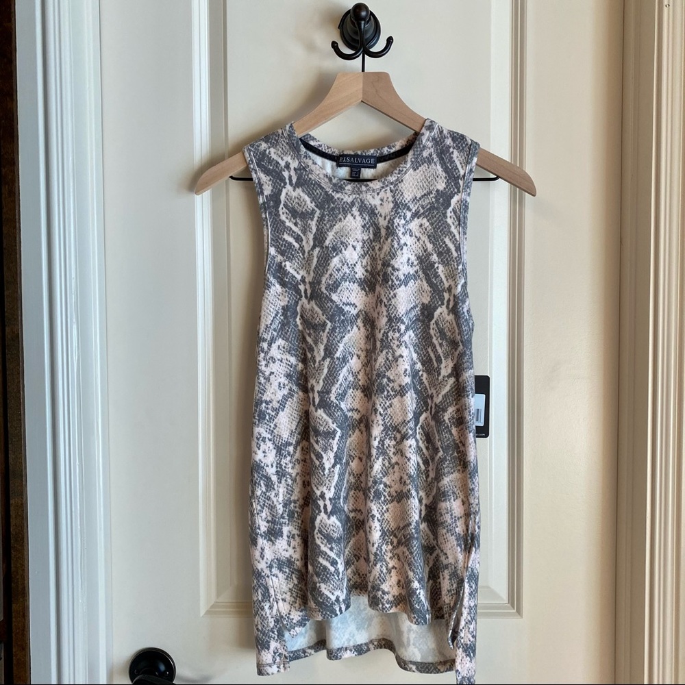 Pj Salvage Pink/Gray Snake Print Tank Top (S)